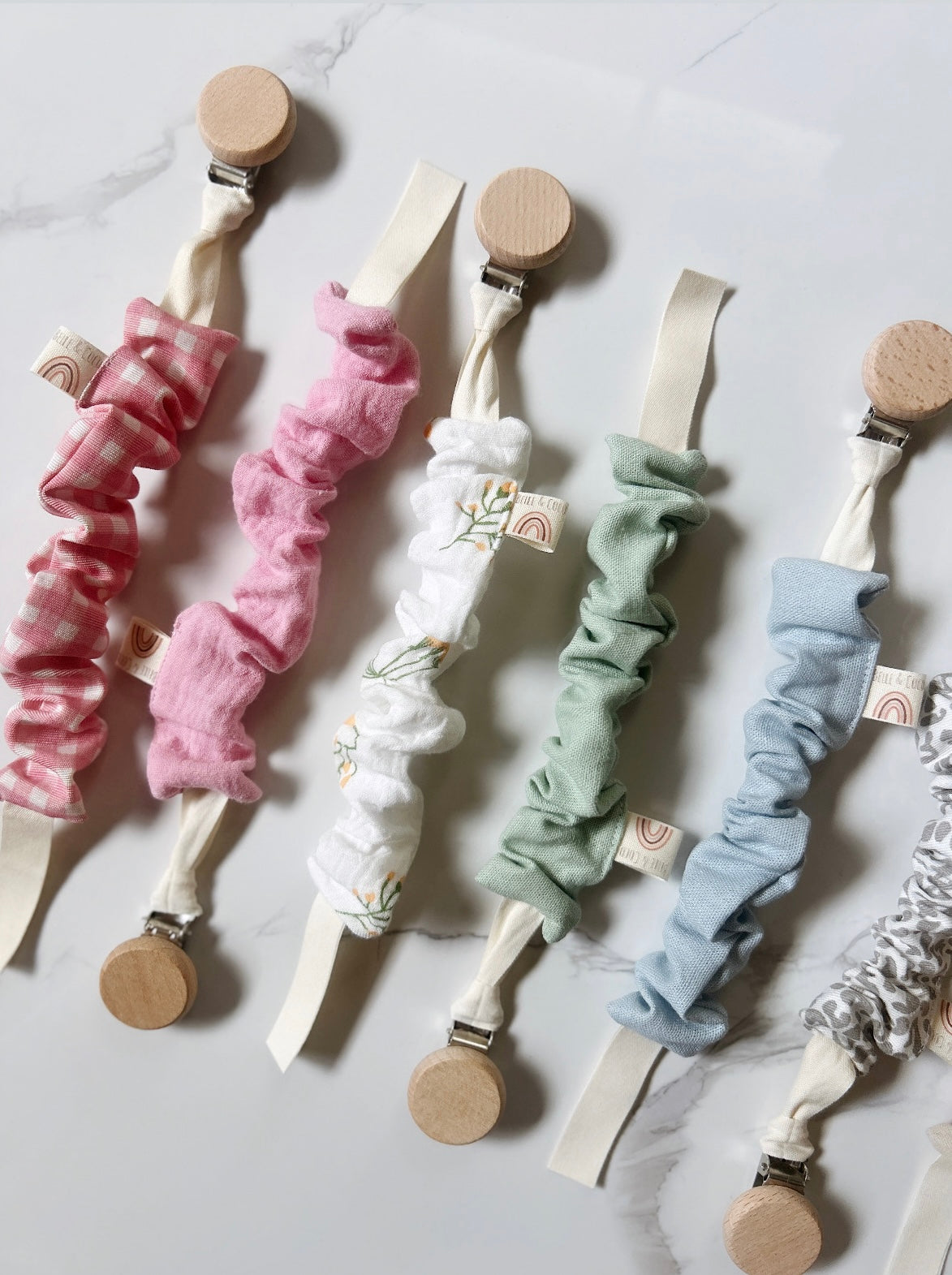 Ruffled Pacifier Clips