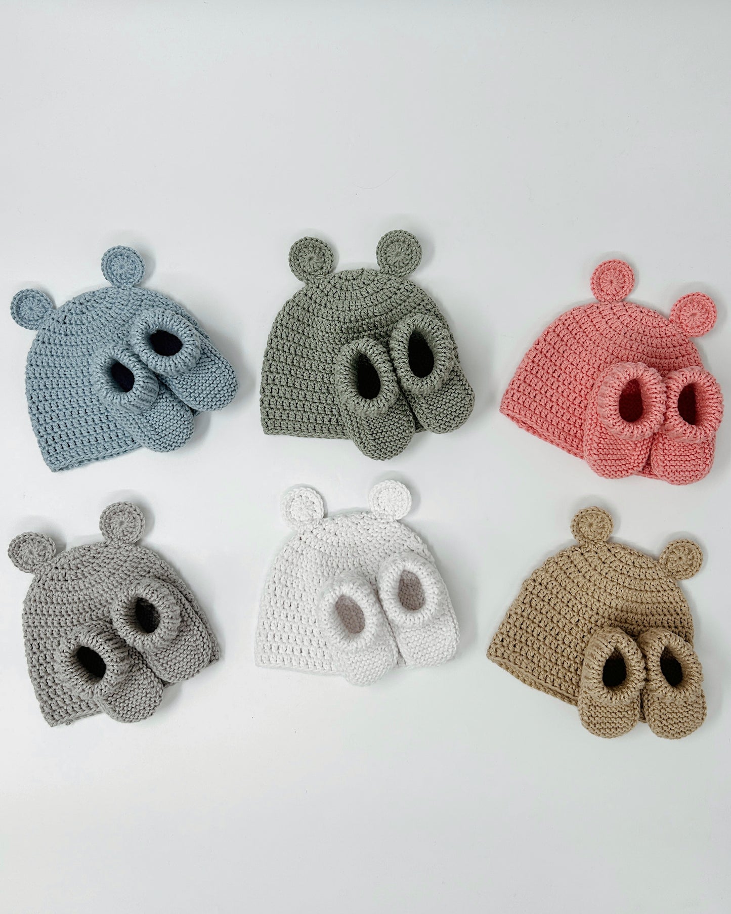 Bear Beanie + Bootie Sets