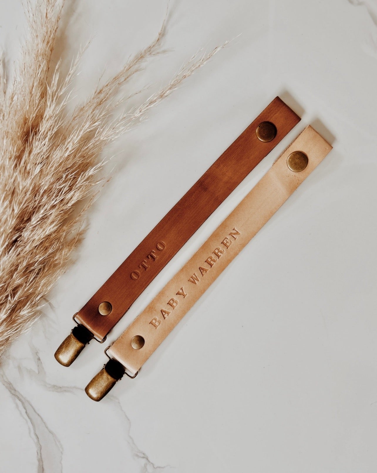 Personalised Leather Pacifier Clips