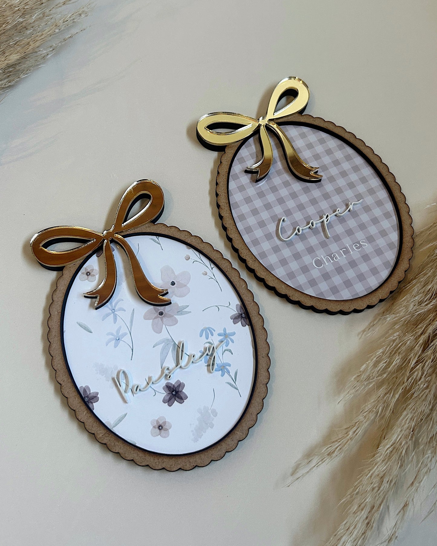 Vintage-Inspired Name Announcement Plaques