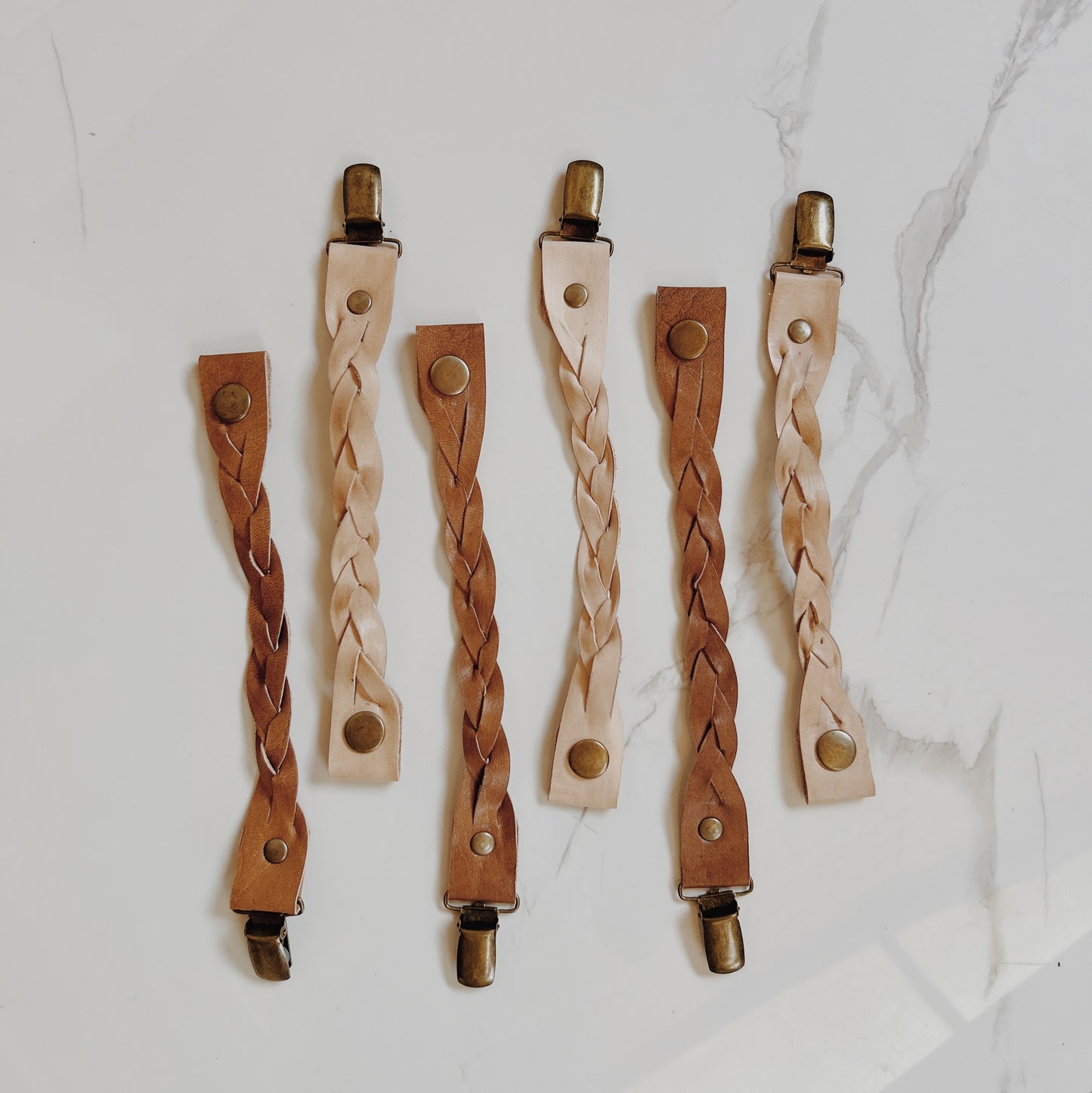 Braided Leather Pacifier Clips