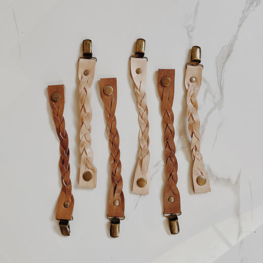 Braided Leather Pacifier Clips